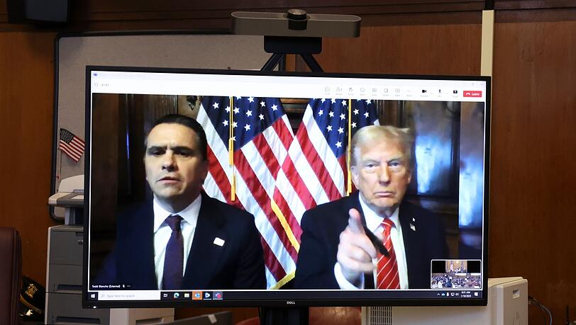Trump war per Video bei der Strafmaßverkündung zugeschaltet.