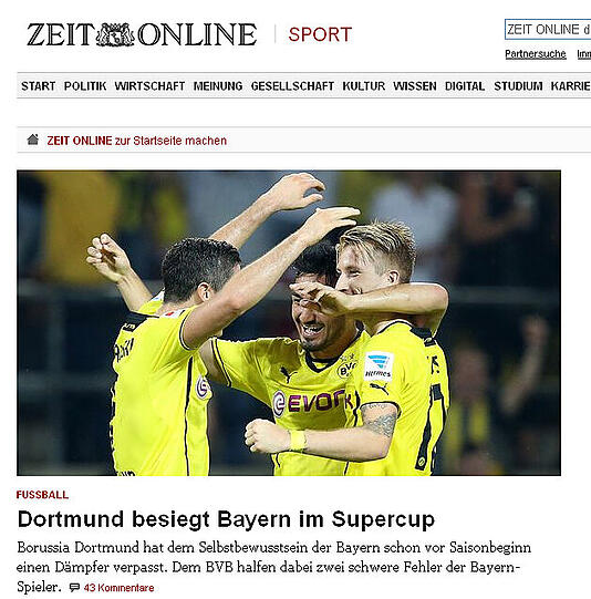 Das schreiben die deutschen Medien über den 4:2-Erfolg des BVB im Supercup.