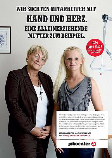 Die Imagekampagne der Bundesagentur für Arbeit wirbt dafür, Langzeitarbeitslosen eine Chance zum Wiedereinstieg ins Berufsleben zu geben.