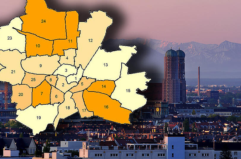 Je dunkler, desto ärmer: In diesen Vierteln ist der Anteil von Empfängern der Grundsicherung im Alter höher.