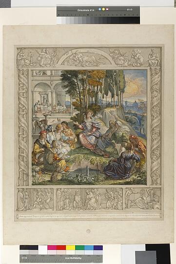 Das &bdquo;Decamerone&ldquo; wirkte Jahrhunderte lang in der Kunst weiter: Johann Anton Ramboux (1790-1866): Szene (Bleistift, Feder, Aquarell ), inspiriert von Bocaccio.