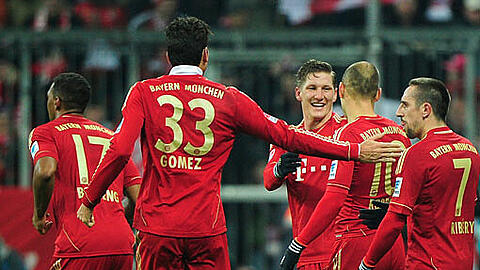 Endlich wieder mit den Kollegen jubeln: Jerome Boateng (ganz links), Mario Gomez (Nummer 33) und Arjen Robben (Zweiter von rechts).