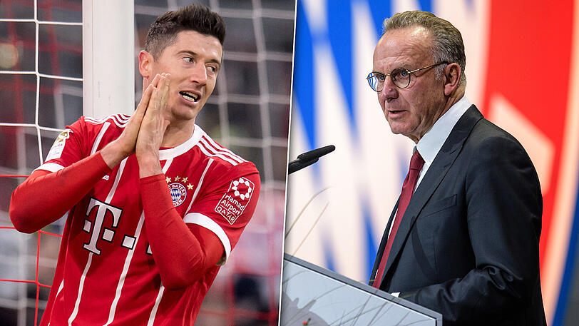 Bayern-Vorstandsboss Karl-Heinz Rummenigge (rechts) spricht im Gerangel um Robert Lewandowski ein Machtwort.