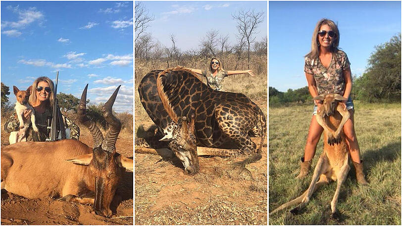 Die amerikanische Großwildjägerin Tess Thompson Talley posiert gerne mit toten Tieren.