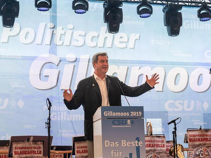 Markus Söder (CSU), Ministerpräsident von Bayern, beim Politischen Frühschoppen Gillamoos 2019. Foto: Peter Kneffel/dpa/Archivbild