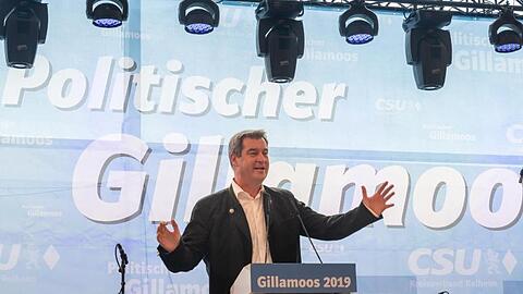 Markus Söder (CSU), Ministerpräsident von Bayern, beim Politischen Frühschoppen Gillamoos 2019. Foto: Peter Kneffel/dpa/Archivbild