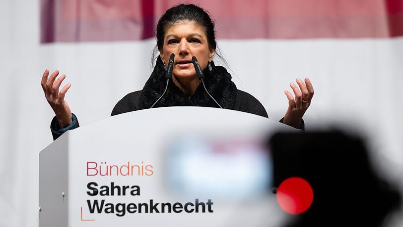 Wahlkampfauftakt in München: Sahra Wagenknecht wirbt für ihr BSW.