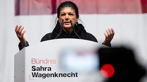 Wahlkampfauftakt in München: Sahra Wagenknecht wirbt für ihr BSW.