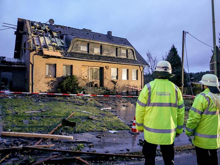 Beschädigtes Haus in Roetgen in der Eifel.