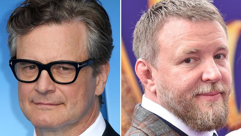 Colin Firth steht für Guy Ritchie (r.) vor der Kamera.