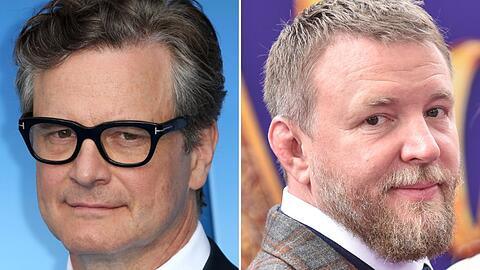 Colin Firth steht für Guy Ritchie (r.) vor der Kamera.