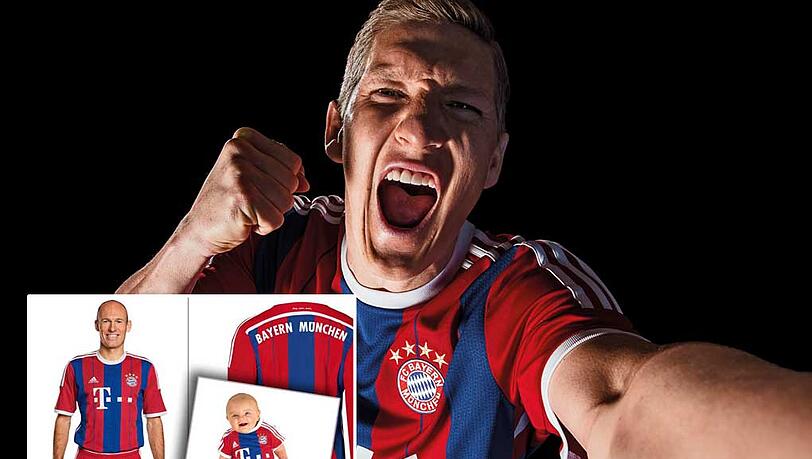 Rot-Blaue Streifen, "Mia san Mia" im Nacken: Das neue Heimtrikot des FC Bayern. Die Bilder... Rot-Blaue Streifen, "Mia san Mia" im Nacken: Das neue Heimtrikot des FC Bayern. Die Bilder...