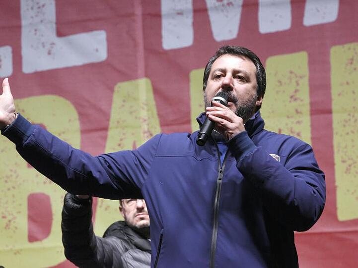 Matteo Salvini spricht während einer Wahlkampfveranstaltung in der Emilia-Romagna.