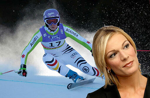 Maria Höfl-Riesch bei der Arbeit und privat: Die Doppel-Olympiasiegerin ist Deutschlands zur Zeit erfolgreichste Skifahrerin.