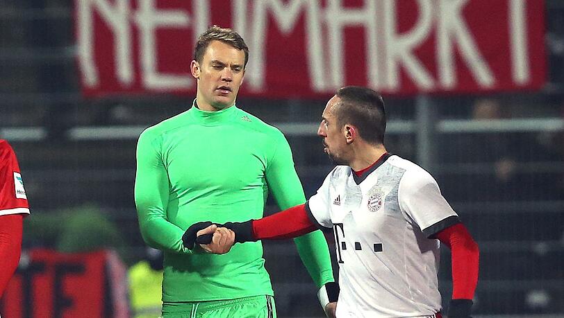 Spielen seit 2011 zusammen beim FC Bayern: Manuel Neuer (l.) und Franck Ribéry Spielen seit 2011 zusammen beim FC Bayern: Manuel Neuer (l.) und Franck Ribéry