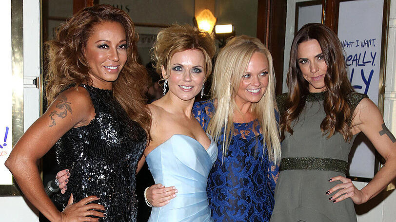 Die Spice Girls (v.l.): Melanie "Mel B" Brown (Scary Spice), Geraldine "Geri" Horner, geb. Halliwell (Ginger Spice), Emma Bunton (Baby Spice) und Melanie "Mel C" Chisholm (Sporty Spice)
