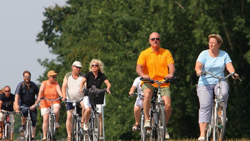 Urlauber sind auf der Ostseehalbinsel Fischland-Darß-Zingst mit dem Fahrrad unterwegs. (Archivbild)