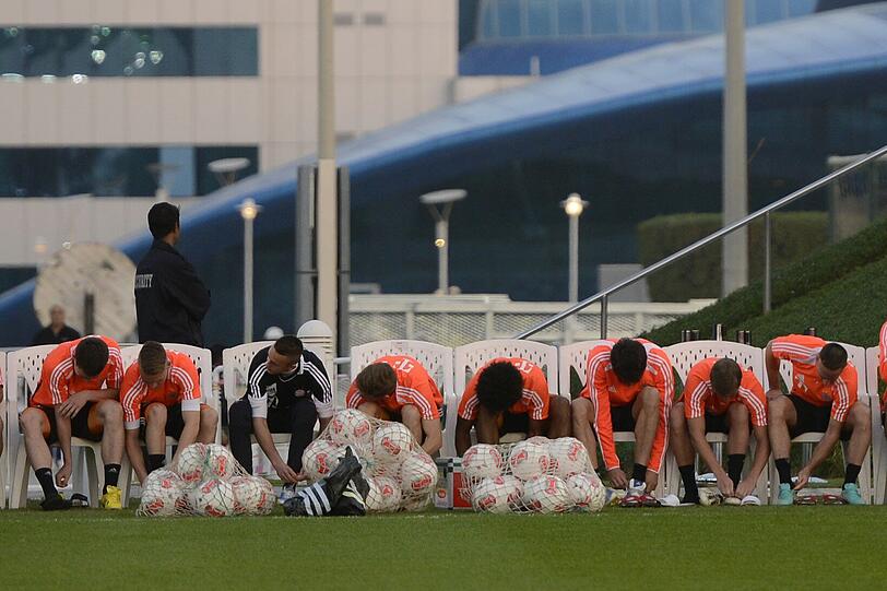 Die Bayern beim Abendtraining.