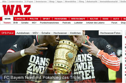 Das schreiben die Websiten der deutschen Zeitungen und Magazine zum DFB-Pokalfinale und dem Triple des FC Bayern München.