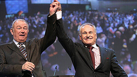 Erstmals als Tandem in Passau: Günther Beckstein (l.) und Erwin Huber