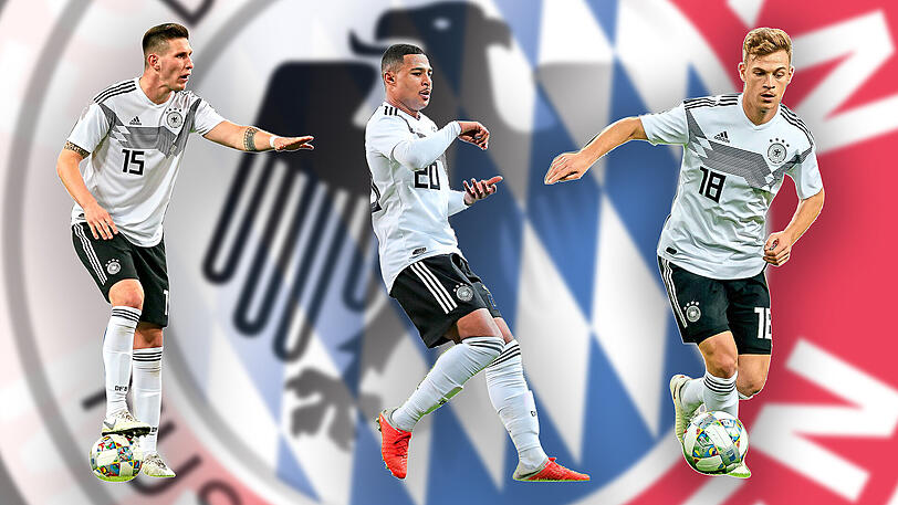 Wichtige Säulen in der neuen Nationalmannschaft von Bundestrainer Joachim Löw: Die Bayern-Spieler (v.l.) Niklas Süle, Serge Gnabry und Joshua Kimmich.