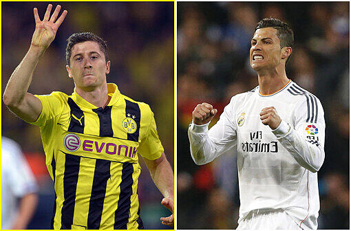 Das Viertelfinal-Rückspiel der Champions League zwischen dem BVB und Real ist auch das Duell der Torjäger: Robert Lewandowski (l.) gegen Cristiano Ronaldo (r.)