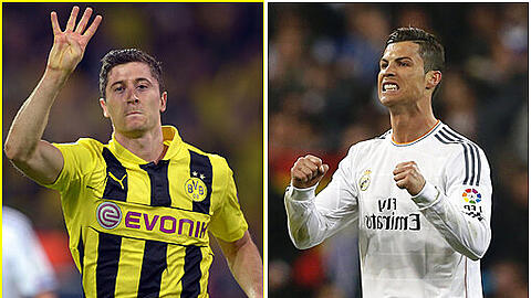 Das Viertelfinal-Rückspiel der Champions League zwischen dem BVB und Real ist auch das Duell der Torjäger: Robert Lewandowski (l.) gegen Cristiano Ronaldo (r.)