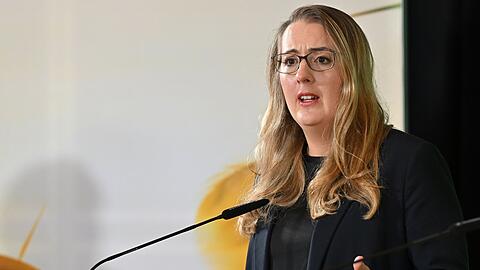 Katharina Dröge, Bundestags-Fraktionsvorsitzende von Bündnis 90/Die Grünen, gibt vor der Klausur der Bundestagsfraktion von Bündnis 90/Die Grünen ein Statement.