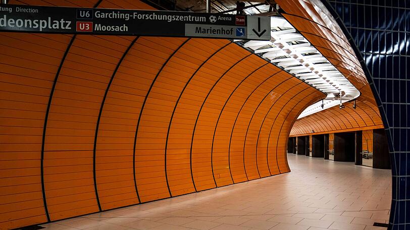 Gespenstisch leer: Der U-Bahnhof Marienplatz.