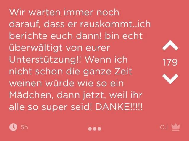 Er ist hin und her gerissen: seine Beziehung steht unmittelbar vor dem Ende, aber die Jodel-Community steht ihm mit aufmunternden Kommentaren bei.