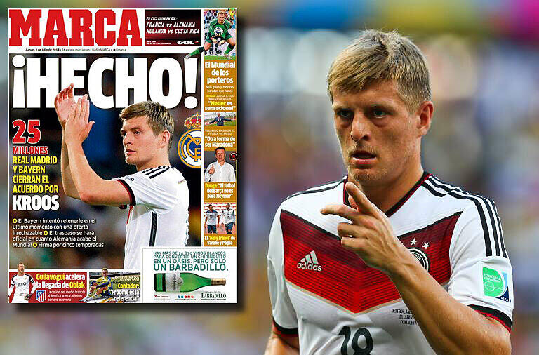 Die spanische "Marca" gilt als Hauszeitung von Real Madrid. Sie berichtet am Donnerstag, dass der Kroos-Wechsel zu den Königlichen endlich in trockenen Tüchern ist.