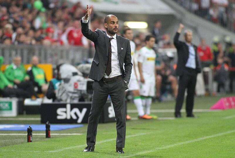 Pep Guardiola: Voller Körpereinsatz, auch auf der Trainerbank.