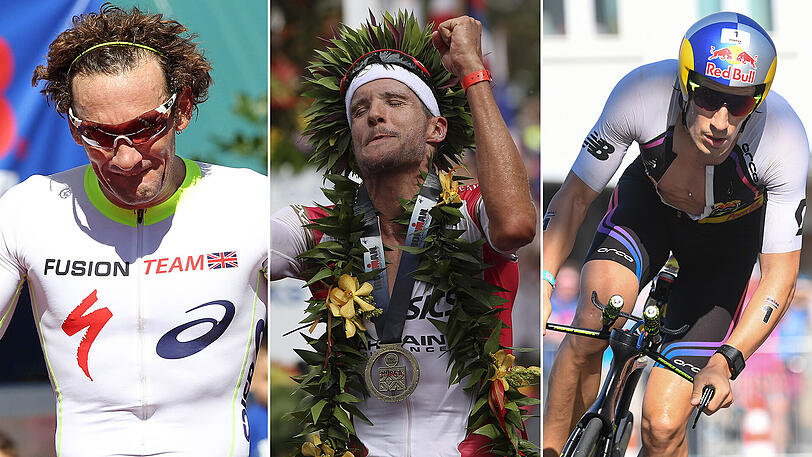 Rekordhalter Tim Don fällt aus, Jan Frodeno ist der Ironman-Topfavorit, Sebastian Kienle führt das Feld der Herausforderer an (von links).