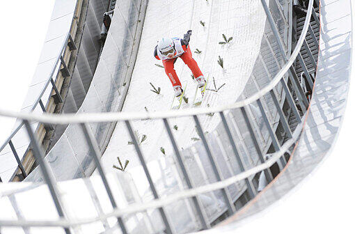 Simon Ammann beim Wettkampf der Vierschanzentournee in Innsbruck.