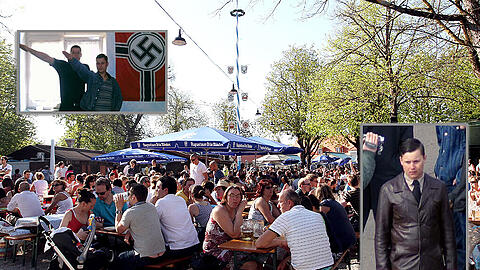 Neonazi Philipp Hasselbach und sein Gefolge wurden von Gästen aus dem Hirschgarten vertrieben.