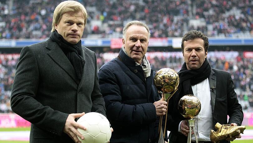 Oliver Kahn (l.) und Karl-Heinz Rummenigge (M.) könnten die Bayern in Zukunft gemeinsam führen. Das wäre zumindest der Traum von Lothar Matthäus. Oliver Kahn (l.) und Karl-Heinz Rummenigge (M.) könnten die Bayern in Zukunft gemeinsam führen. Das wäre zumindest der Traum von Lothar Matthäus.