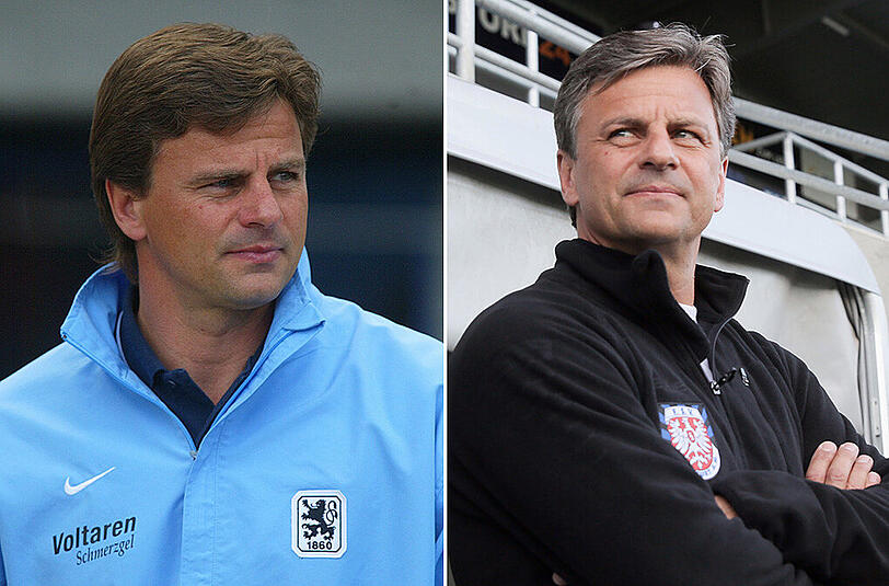 Falko Götz als Trainer des TSV 1860 im Jahre 2004 (links) - und heute...