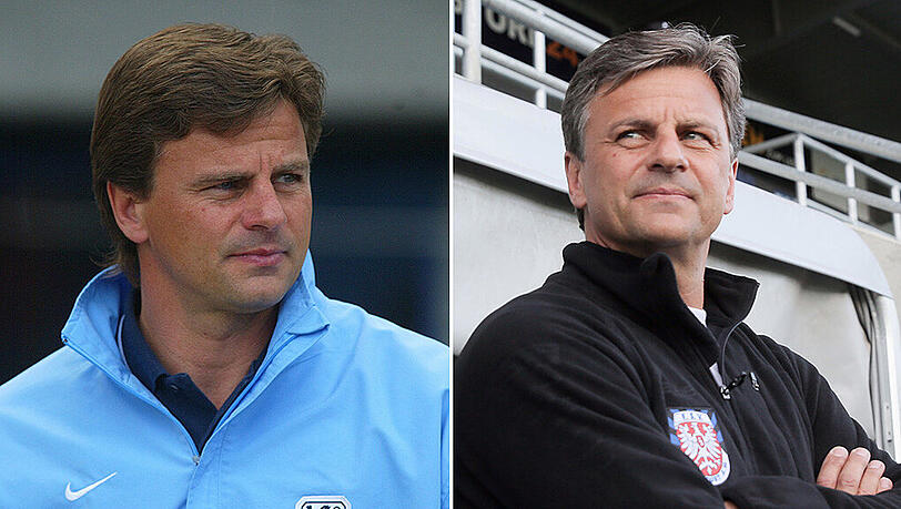 Falko Götz als Trainer des TSV 1860 im Jahre 2004 (links) - und heute... Falko Götz als Trainer des TSV 1860 im Jahre 2004 (links) - und heute...