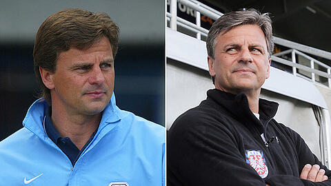 Falko Götz als Trainer des TSV 1860 im Jahre 2004 (links) - und heute...