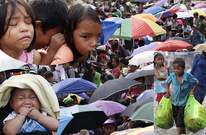 Not und Elend sind riesengroß auf dem Philippinen. Kinder weinen, sind vielleicht Waisen geworden und müssen jetzt ums Überleben kämpfen. In der am meisten beschädigten Stadt Tacloban und den umliegenden Städten läuft die Hilfe nur schleppend an. Plünderungen sind an der Tagesordnung.