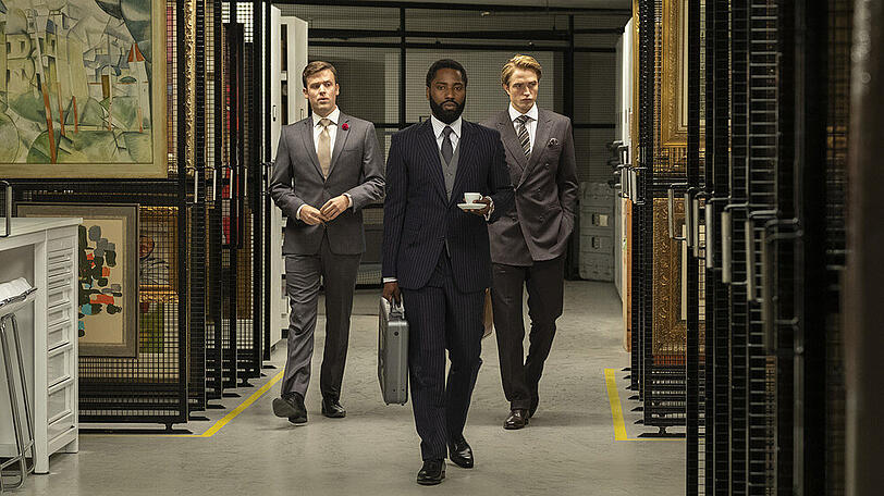 Jack Cutmore-Scott, John David Washington und Robert Pattinson (v.l.n.r.) in Christopher Nolans Blockbuster "Tenet".