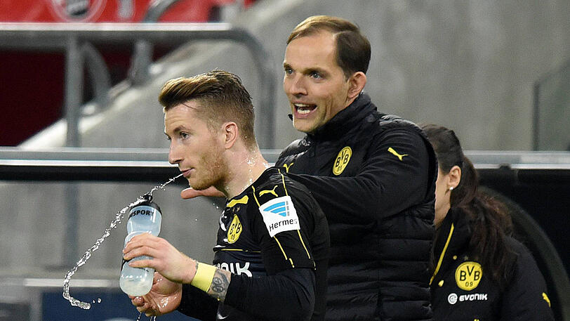BVB-Trainer Thomas Tuchel (rechts) mit Hoffnungsträger Marco Reus.