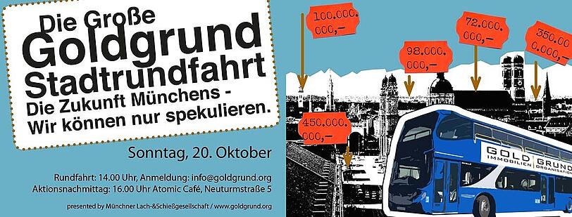 Mit diesem Plakat werben die Veranstalter für ihre Stadtrundfahrt.