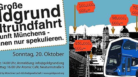 Mit diesem Plakat werben die Veranstalter für ihre Stadtrundfahrt.