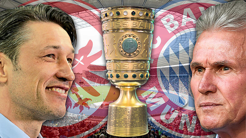 Generationenduell im Pokalfinale: Frankfurts Niko Kovac (l.), der künftige Bayern-Trainer, trifft auf die Münchner Star-Mannschaft von Jupp Heynckes, den großen Favoriten.