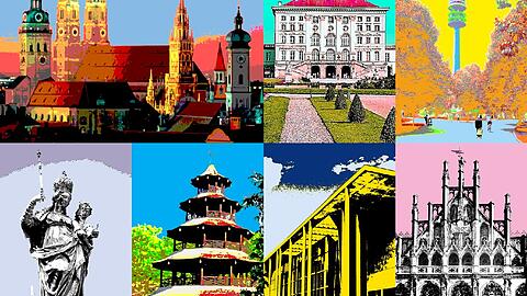 Wird versteigert: &bdquo;München goes Pop I&ldquo; von Christian Rothmann (2013, 90x60 cm, Leinwand).
