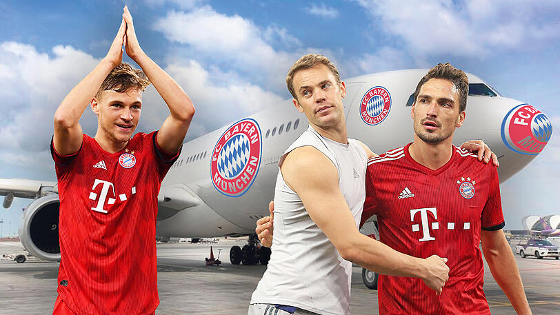 Die Auswärtsstrapazen gehen weiter: Bayerns Nationalspieler (v.l.) Joshua Kimmich, Manuel Neuer und Mats Hummels treten am Samstag in Mainz und am Dienstag in Osnabrück an.