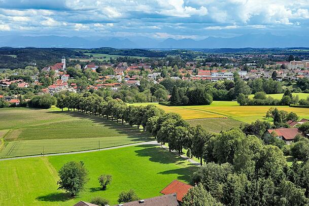 Der Blick vom Aussichtsturm auf der Ludwigshöhe: Die Heldenallee markiert den Rückweg der Tour. Der Blick vom Aussichtsturm auf der Ludwigshöhe: Die Heldenallee markiert den Rückweg der Tour.