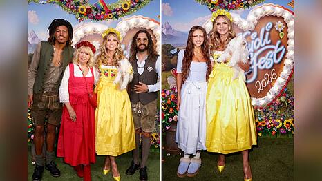 Heidi Klum zeigte sich mit Sohn Henry Samuel, Mutter Erna Klum, Ehemann Tom Kaulitz und Tochter Leni auf dem gr&uuml;nen Teppich.