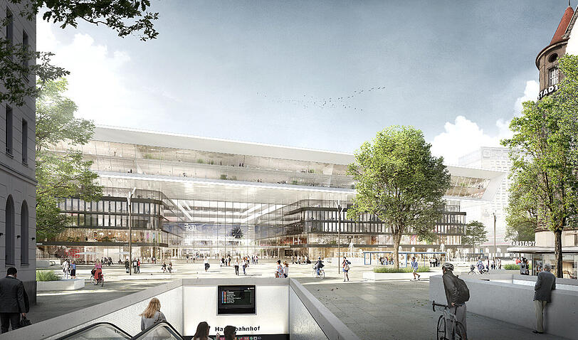 So soll der neue Hauptbahnhof mitsamt autofreiem Vorplatz aussehen.